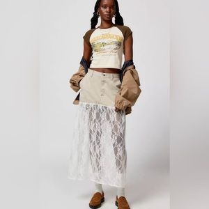Urban Outfitters Urban Renewal Remade Chino & Lace Midi Skirt NWT